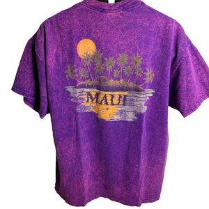 Vintage Maui Hawaii Crewneck T Shirt L Purple Acid Wash Short Sleeve Double Side